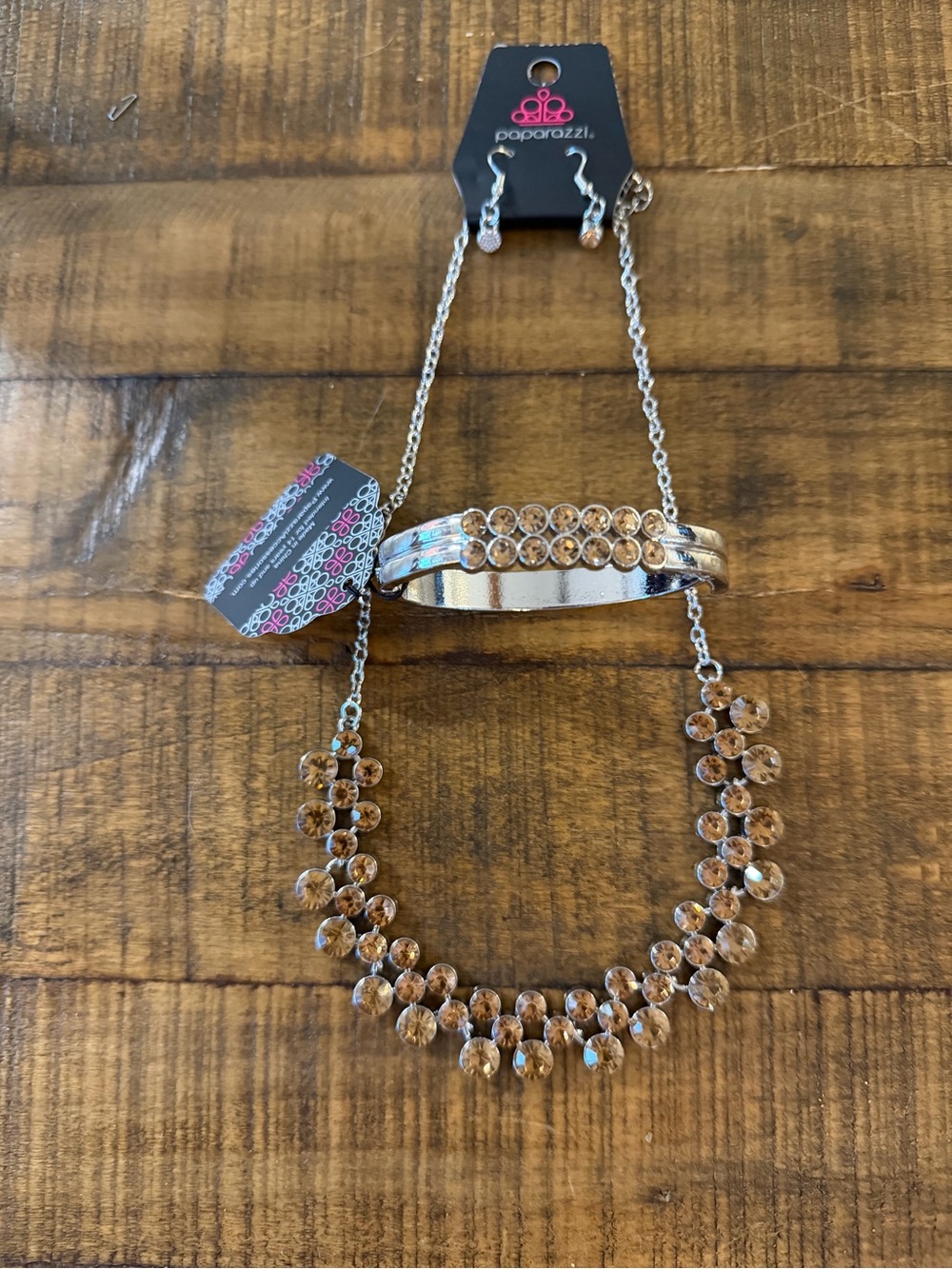 Paparazzi Gold-Tone Necklace with Amber Crystal Drops
